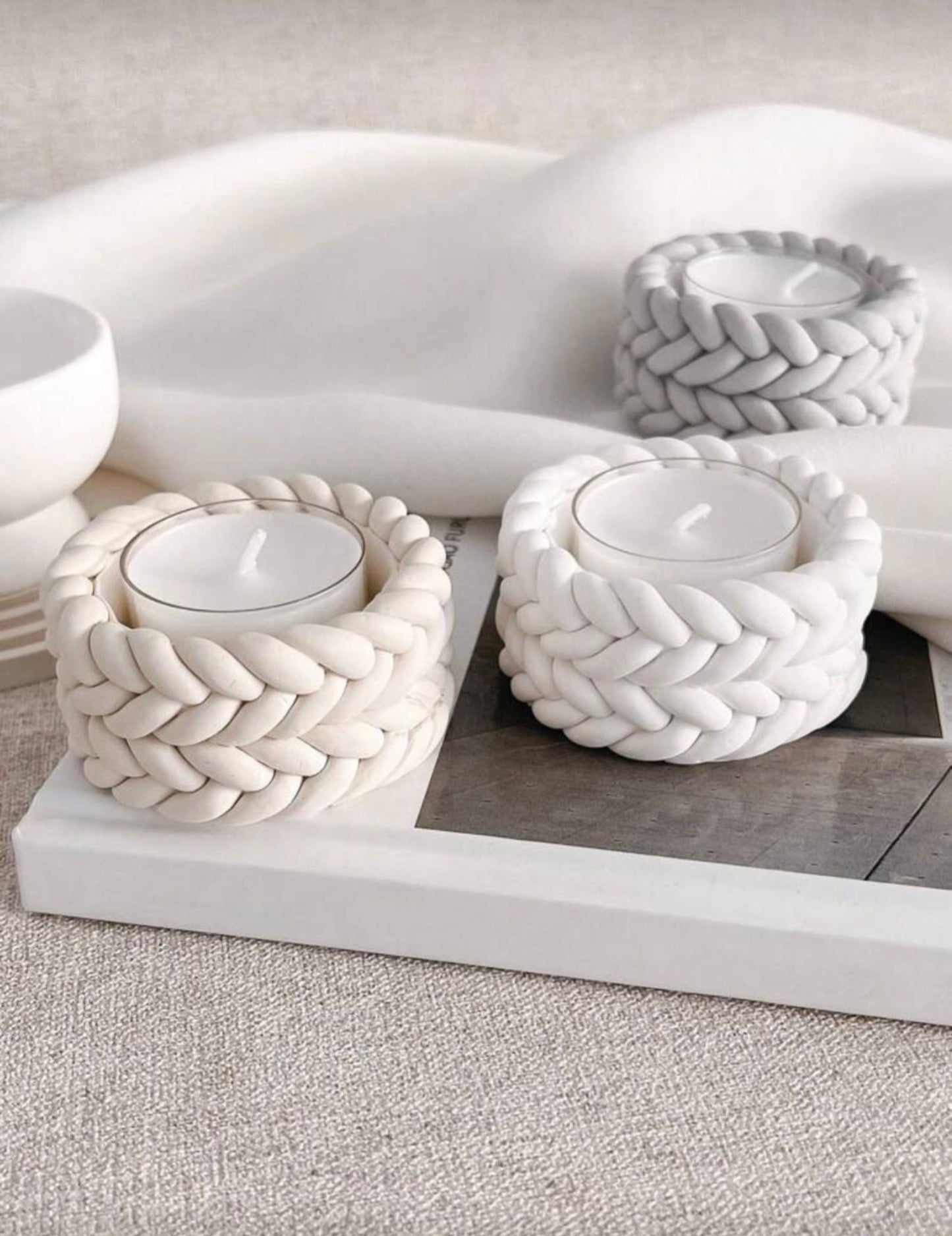 Porta Tealight Artigianale in Gesso