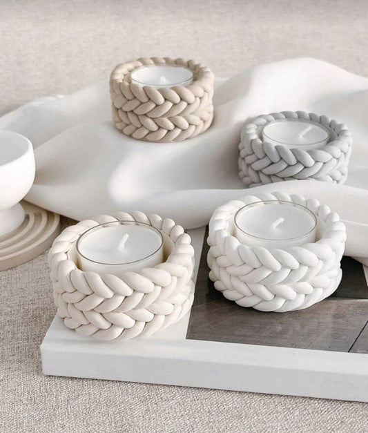 Porta Tealight Artigianale in Gesso