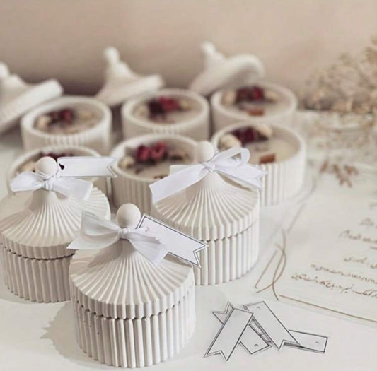 Contenitore in gesso artigianale – Porta candela decorativo